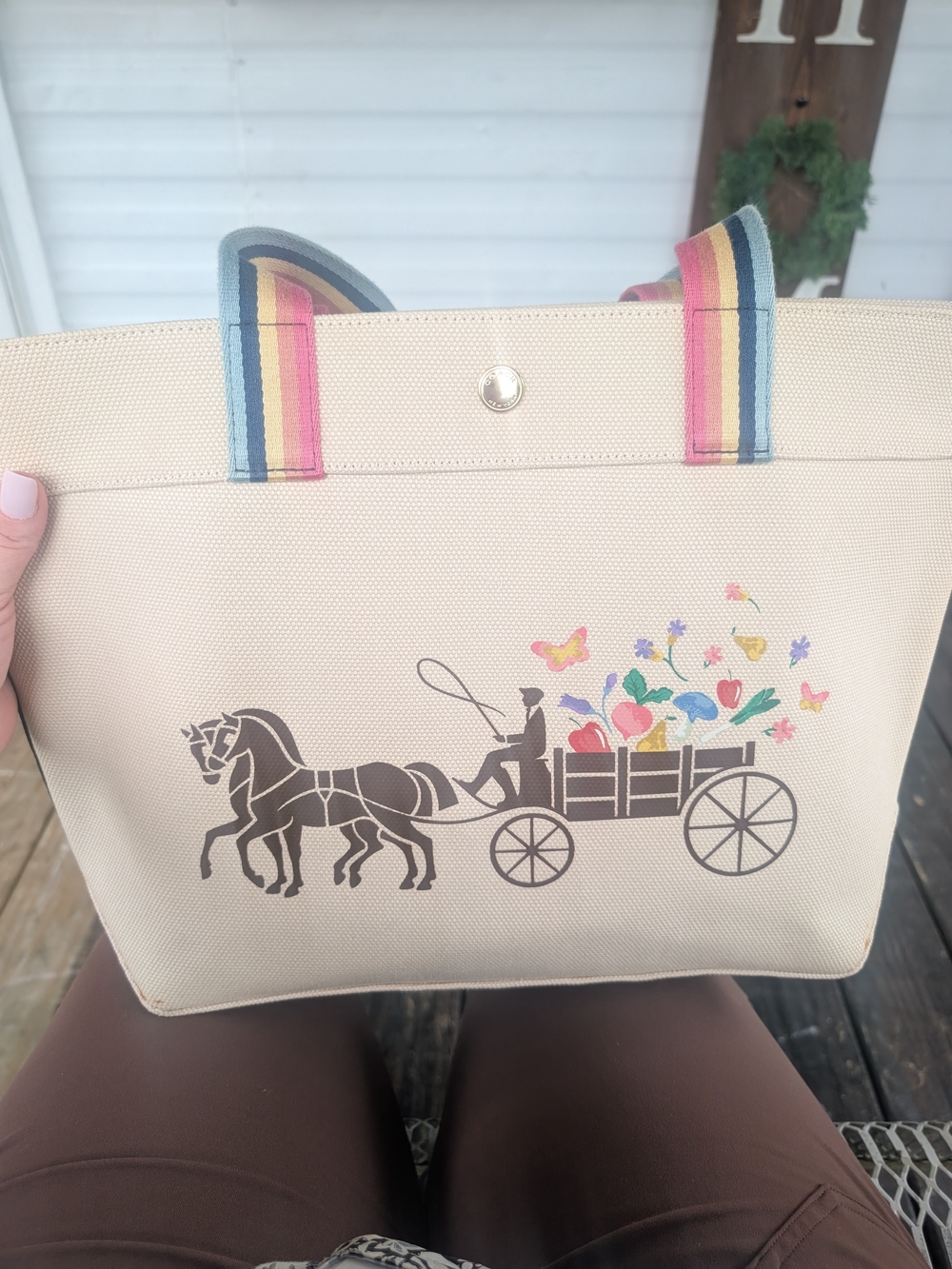 Authentic Coach Cottagecore Coquette tote with dreamy horse and carriage 🐎✨